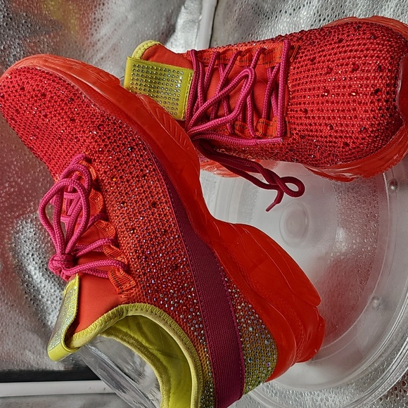 Liliana Shoes - C Red And Yellow And Pink Athletic Shoes Size 7.5 Glitter Liliana